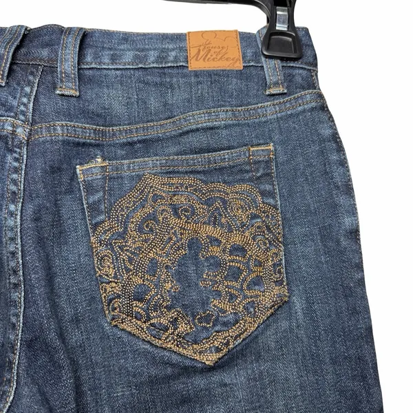 Disney World Resort Mickey Mouse Pocket Embroidered‎ Bootcut Jeans Size 2 Blue - Image 6