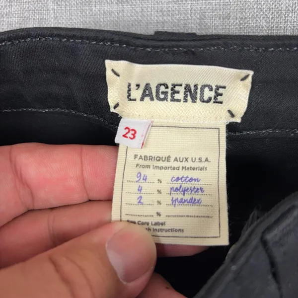 L'AGENCE Jeans Womens 23 Black Faux Leather Mid Rise Skinny Lace Up Stretch - Image 3