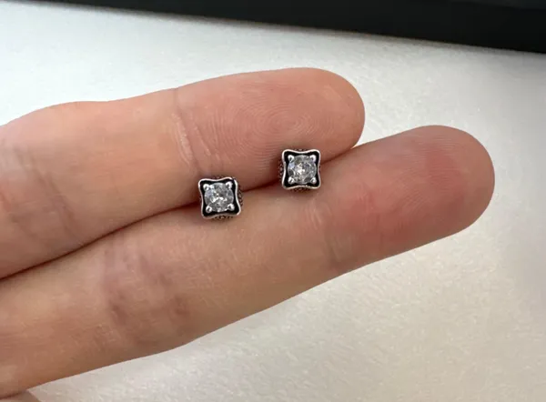 CZ 5mm Small Geometric Square Stud Earrings for Men Women - Image 6