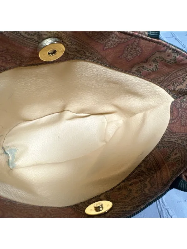 ETRO Paisley Mini Libra Hand Bag Tote Small Nylon Clasp Fabric Pattern Authentic - Image 10
