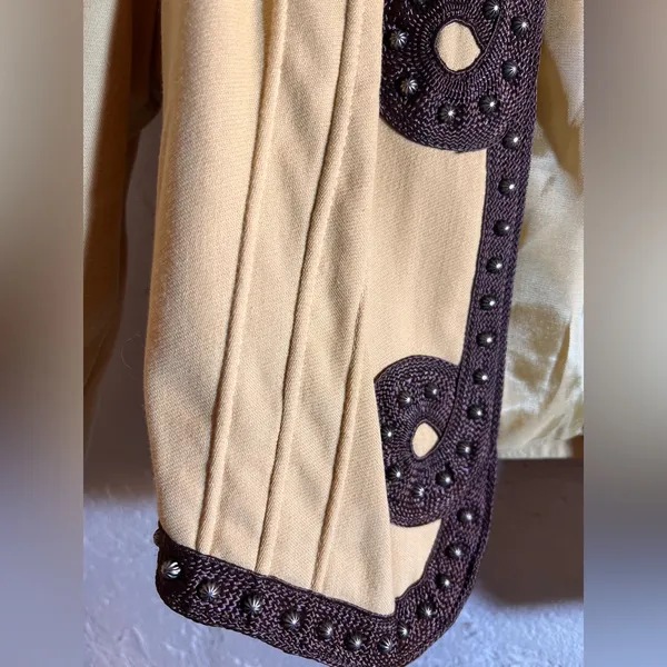 Double D Ranch Gold Tan Studded Blazer Jacket Brown Detailing cropped western M - Image 5