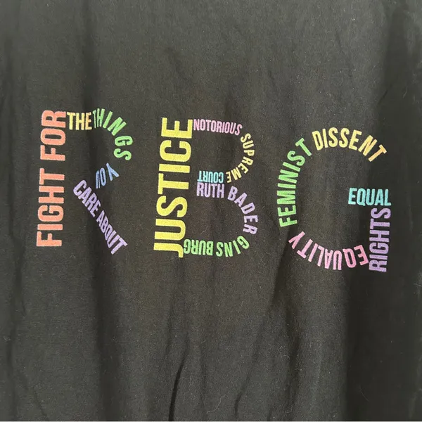 🦋 Fruit of the Loom Blue Graphic Tee RBG Ruth Bader Ginsburg Feminist Girl Power - Image 2