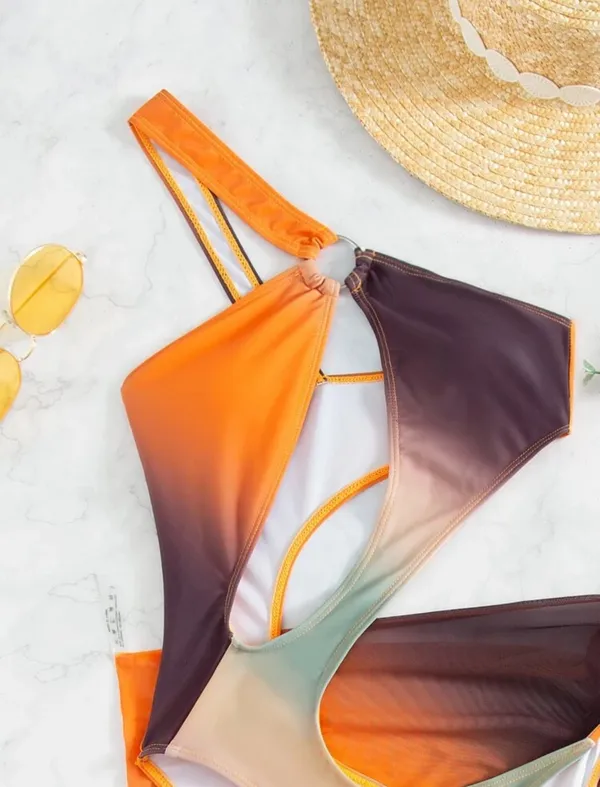 One Piece Multicolor Cut Out Swimsuit Multiple - Image 3