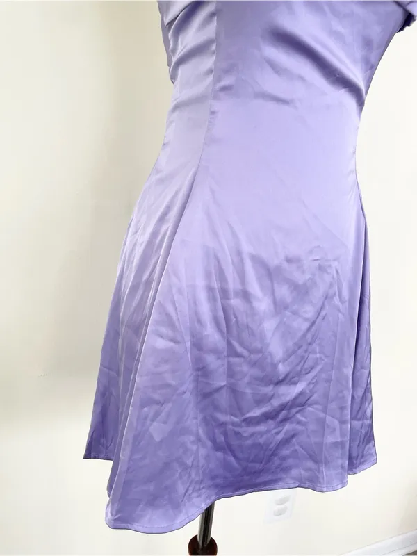 Lucy in The Sky Lavender Purple Satin Strappy Midi Dress M Medium Back Bow - Image 8