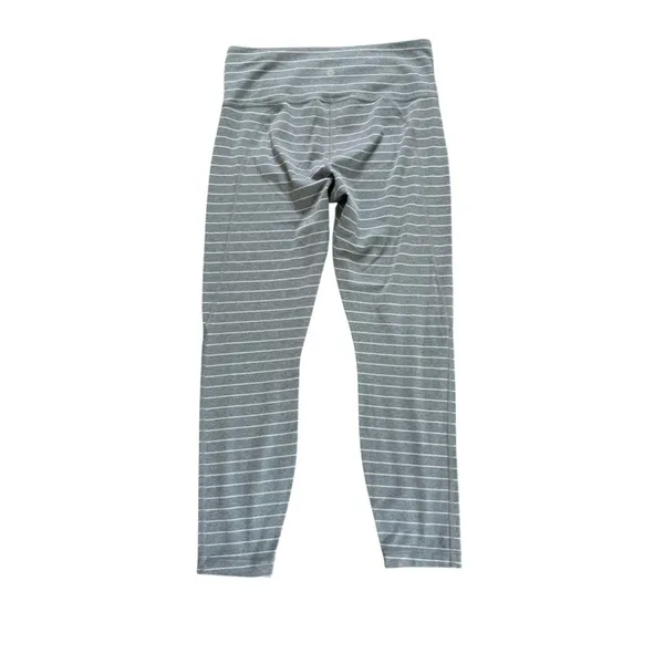 Athleta Stripe Salutation Leggings In Powervita Gray White Womens Medium - Image 3