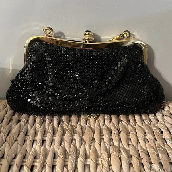 Ardeen small sequin black and gold chain clutch bag‎ EUC sparkly - Image 2