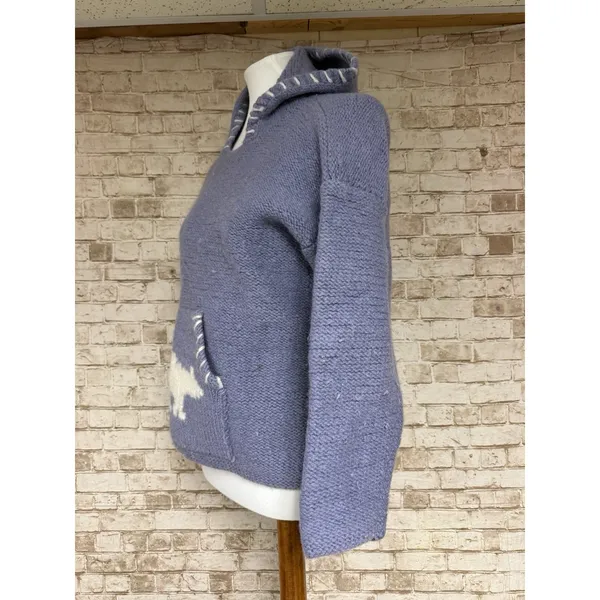 sharanel sweater Small Blue Polar Bear Hood Wool‎ Sweater - Image 3