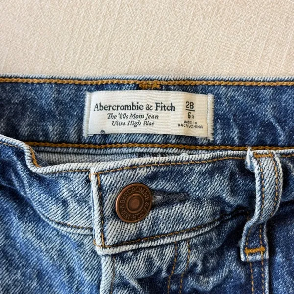 Abercrombie & Fitch 80s Mom Pleated Ultra High Rise Jeans Women 28/6R Blue - Image 7