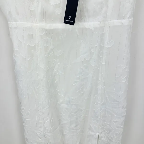 Lulus Loveliest Looks White Floral Jacquard Tie-Strap Midi Dress Medium NWT - Image 9