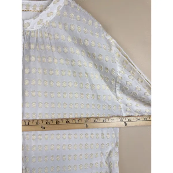 Anthropologie Pilcro Tavi Textured Blouse S Button Down Ivory Boho - Image 11