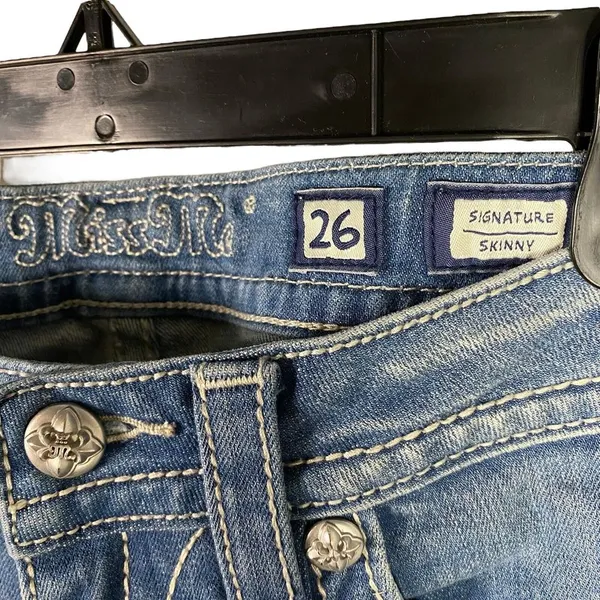 New Miss Me Jeans Womens Sz 26 Signature Skinny Denim Embroidered‎ Cross Pockets - Image 5