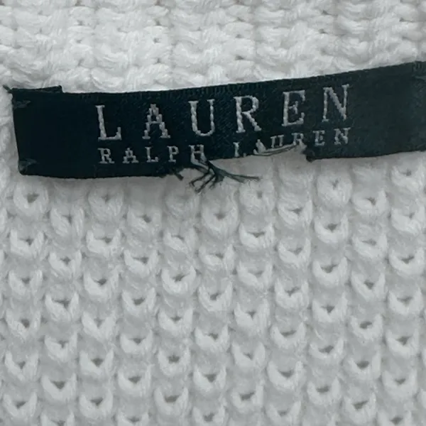 Lauren Ralph Lauren White‎ Fold Over Collar Waffle Knit Sweater Women's Size XL - Image 7