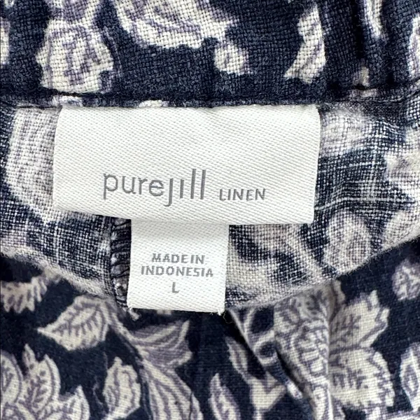 pure Jill 100% Linen Navy Floral Women’s Shorts J.Jill summer vacation beach L - Image 9
