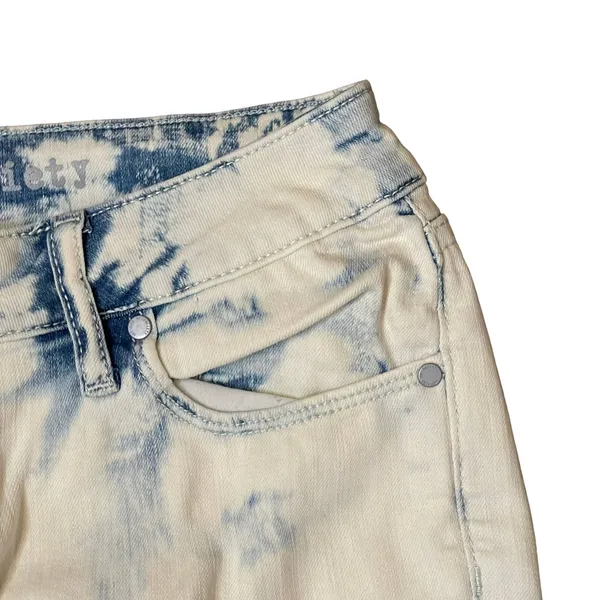 Article Of Society Straight Leg Jeans Frayed Hem Tie Dye Bleached Denim 26 Women - Image 6