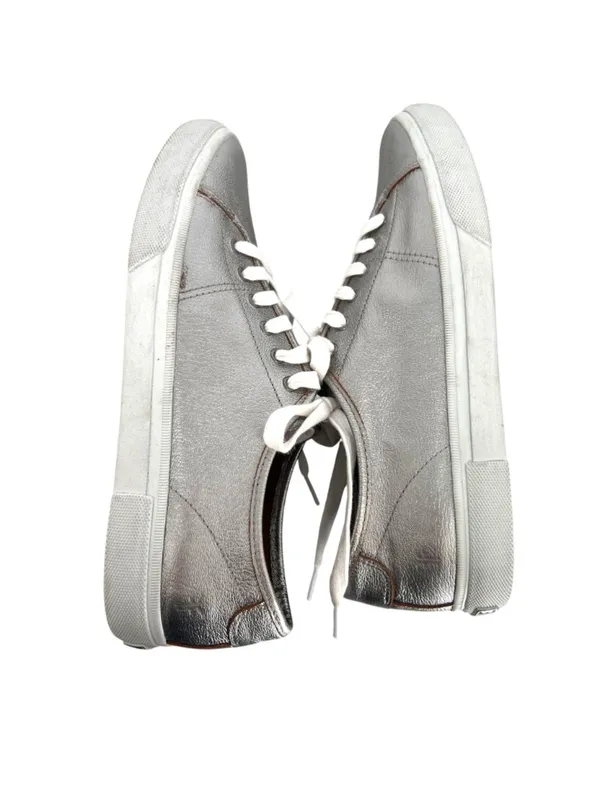 Frye Womens Gia Metallic Silver Leather Low Lace Up Sneakers Size 9.5 - Image 4