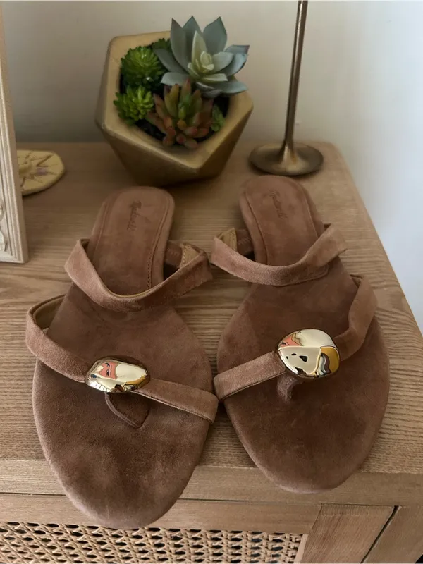 Madewell Mila Organic Hardware Thong Slide Sandal Aged Cognac Brown NEW Size 7.5 - Image 4
