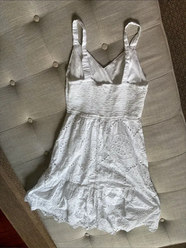 Japna 100% Cotton White Eyelet Lace Summer Dress Size Small - Image 5
