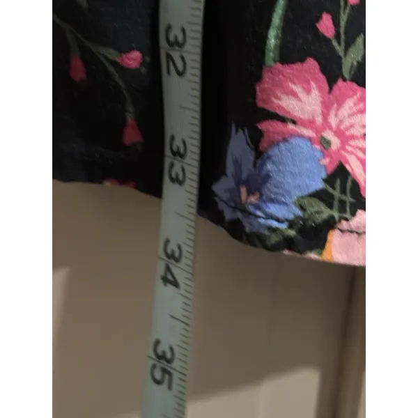 Old Navy Floral Print Smocked Back Black/Mutli Mini‎ Sun Dress Size M Adj Straps - Image 3