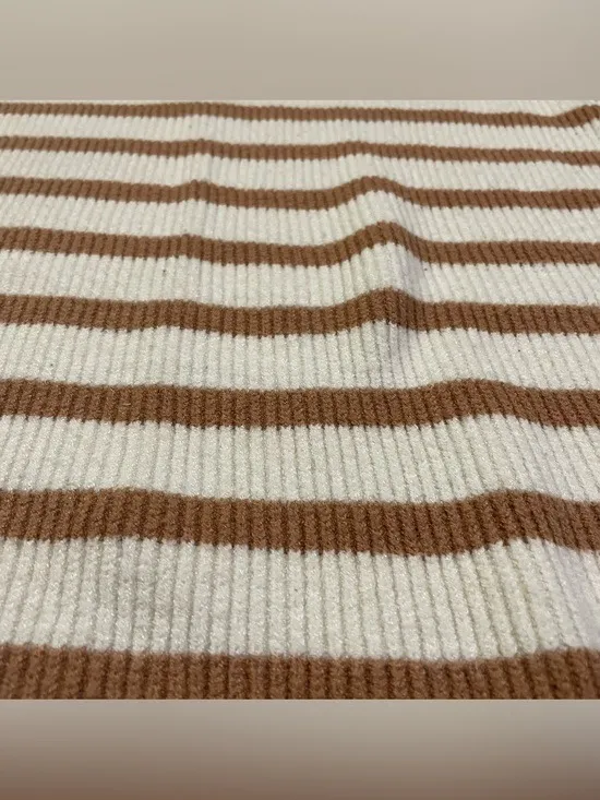 PrettyGarden Cream Sweater Tan Stripes size S - Image 6