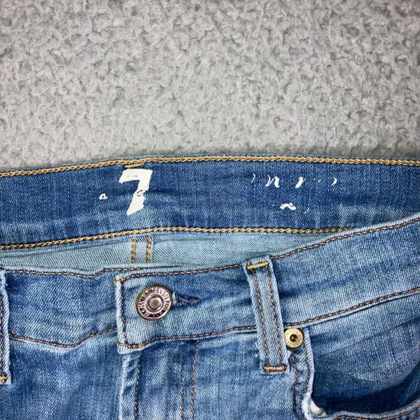 7 For All Mankind Skinny Jeans Women 26 Medium Wash Whiskered Stretch‎ Denim - Image 9