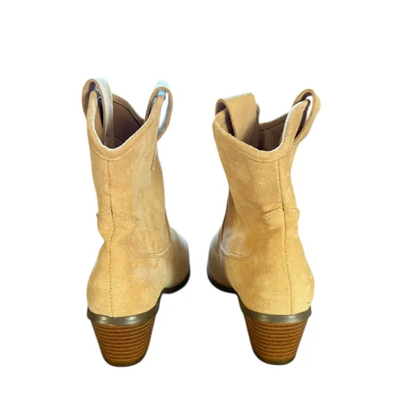 French Connection Carrie Boots Beige Western Vegan Suede Womens Size 7 - Image 4