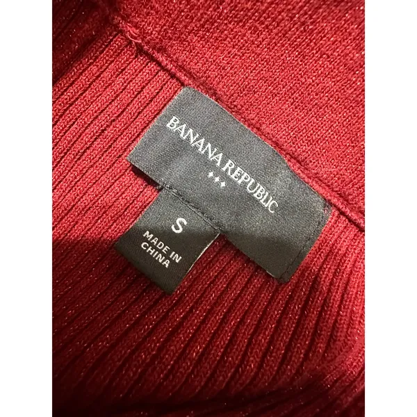 Banana Republic Red Lurex Midi Sweater Skirt A-Line Ribbed‎ Metallic Shimmer S - Image 6