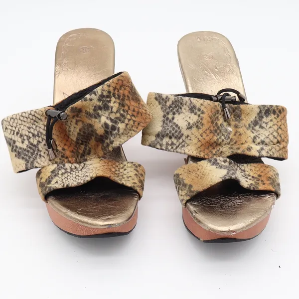 Modzori Wedge Sandals Womens 8 Platform Snakeskin Gold Reversible Fair - Image 3