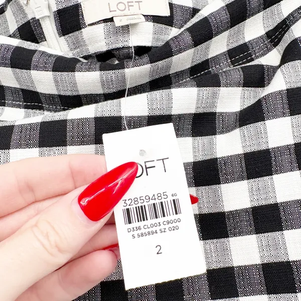 NWT LOFT Womens Black White Gingham Checkered Preppy A-Line Mini Skirt Size 2 - Image 4