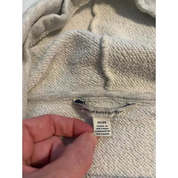 American Eagle Cowl Neck Sweatshirt Gray Drawstring Pullover M Athleisure - Image 3