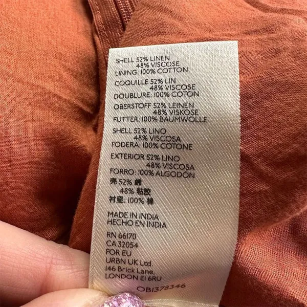 Maeve Women's Linen Twist Front Button-Down Mini Dress Burnt Orange Size L - Image 10