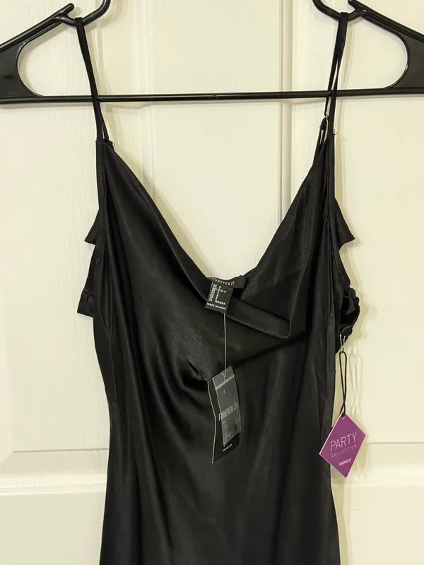 Forever 21 Cowl Neck Slip Dress Satin Black - Image 7