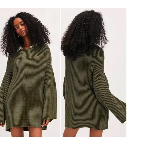 NWT Free People Boat Neck Tunic Sweater Small, CHIVE COMBO Small - Image 2