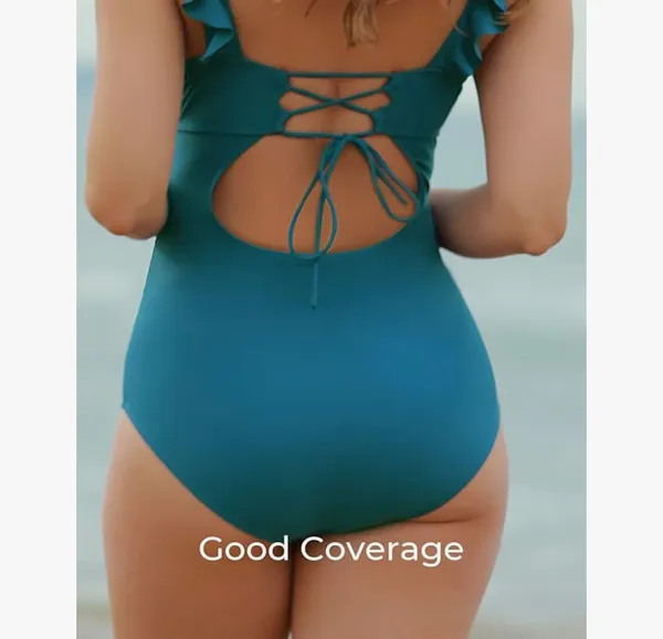 Summer Mae Ruffle Maternity Swimsuit One Piece V-Neck Pregnancy Bathing Suit Lace Up Swimwear - Image 6