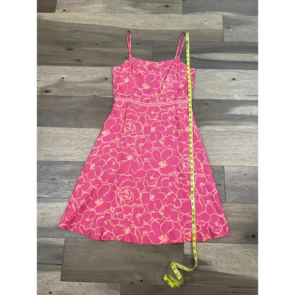 Ann Taylor Dress Silk Pink Coral Floral Size 8 - Image 7