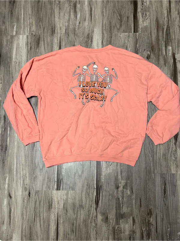 Jean + June 100% Pima Cotton Halloween Skeleton Pumpkin Crewneck Sweatshirt 2X - Image 5