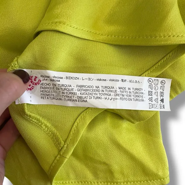 Zara NWT Satin Cropped Cowl‎ Neck Top Womens Size S Neon Green - Image 6