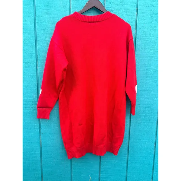 J For Justify Red‎ Lover Graphic Sweater Dress Heart Elbow Patches Womens 1X - Image 4