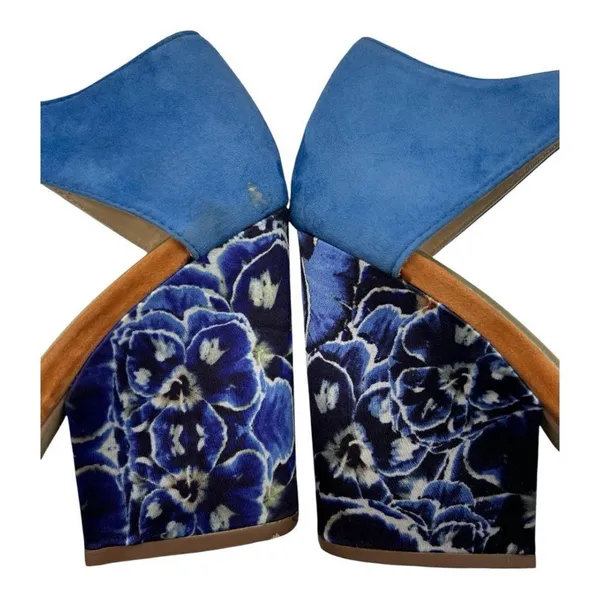 June Ambrose blue floral double tie heels size 8 - Image 6