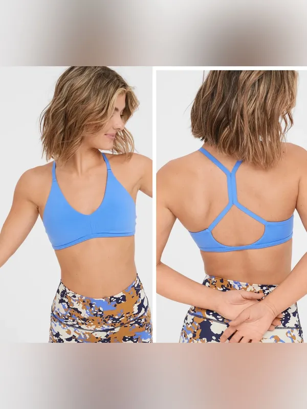 American Eagle OFFLINE By Aerie Real Me Keyhole Sports Bra Blue Small - Image 2