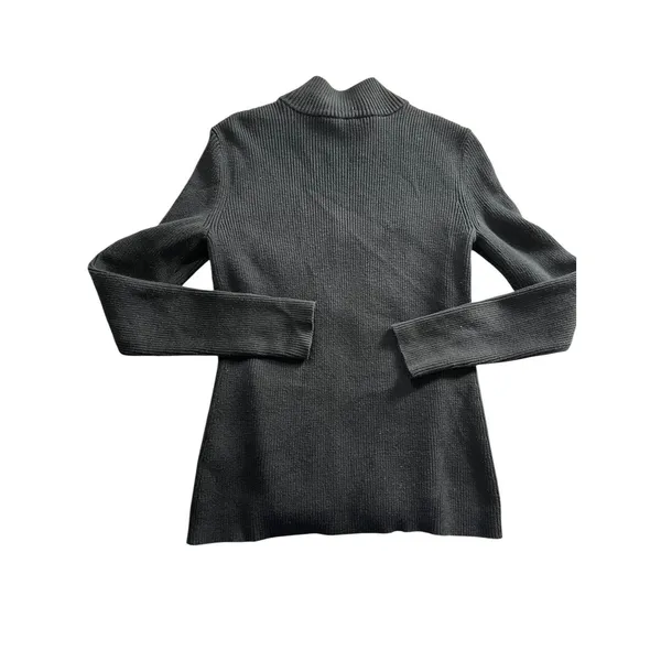 J. McLaughlin Full Zip Quilted Jacket Pockets Women's XS Black Silk Ribbed - Image 3