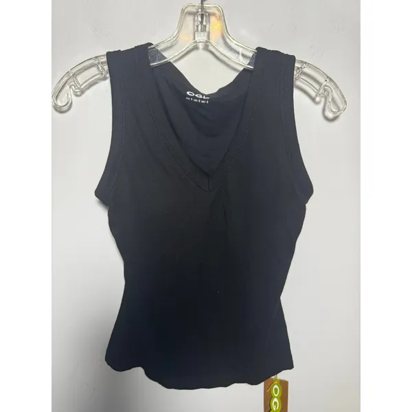 OGL Move Black V Neck Tank Top Built In Bra Brami Ribbed Stretch Size Small S - Image 2
