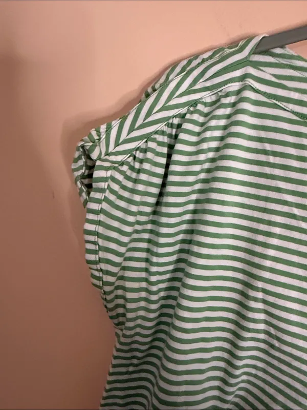 LOFT Green and White Striped Short Sleeve Tee - Image 3