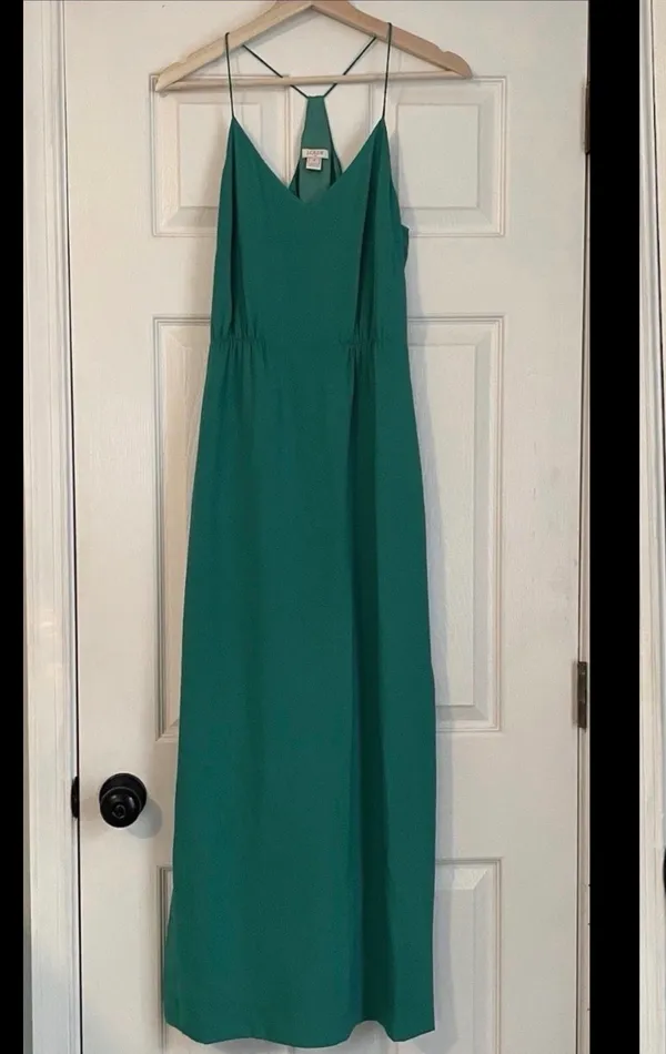 J.Crew Green Maxi Long Sleeveless Dress Size - Image 2