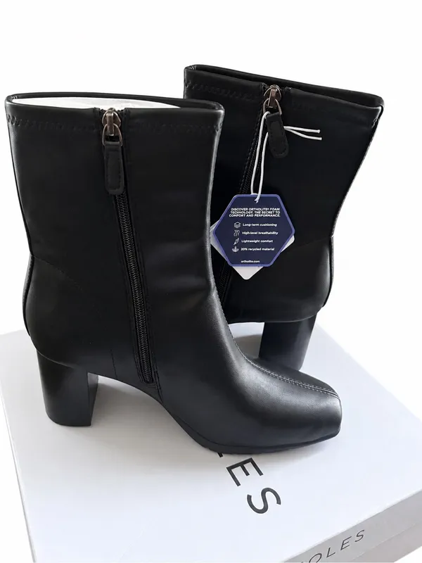 Aerosoles Women's Miley Mid-Calf Square Toe Comfy Stretch Black Boots Size 7.5 - Image 3