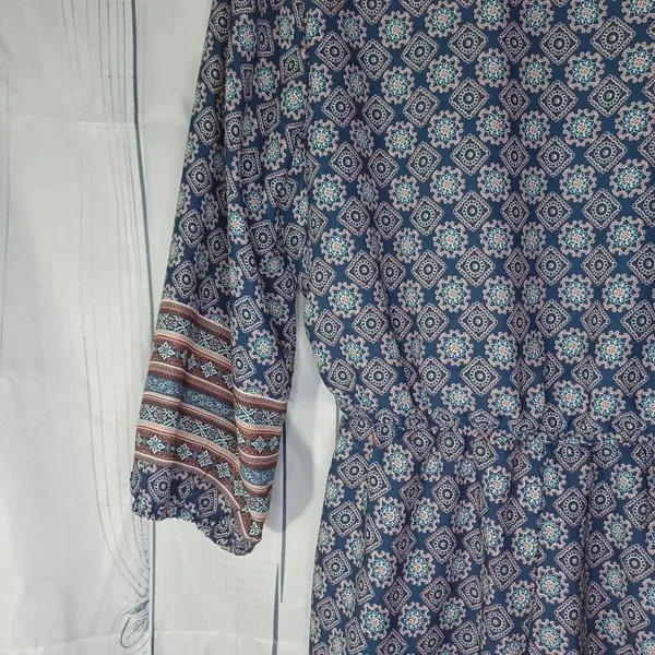 Miami paisley 3/4 sleeve v-neck boho chic geometric print cottagecore romper - Image 11