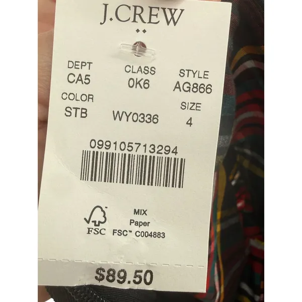 NWT J.Crew Womens Big Bow Ruffle Hem Midi Skirt Black Red Plaid Size 4 Holiday - Image 3
