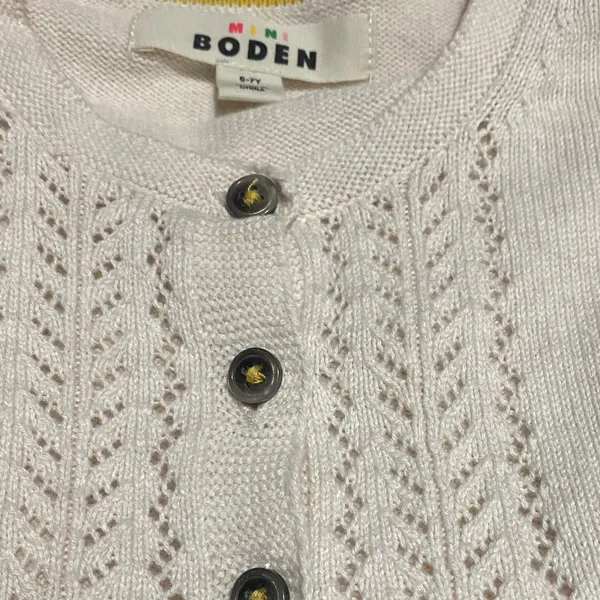 Boden Mini Off Cream Knit‎ Cardigan Sweater size 6-7 yrs - Image 6