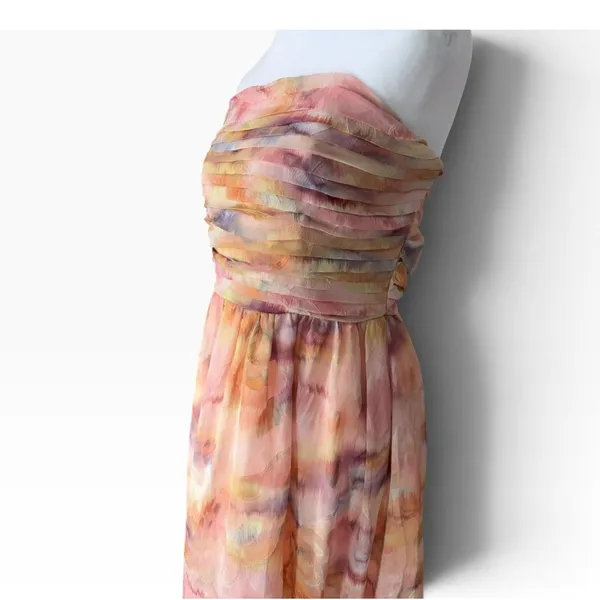Lulus Women XL Orange Floral Corset Tiered Maxi Dress - Image 4
