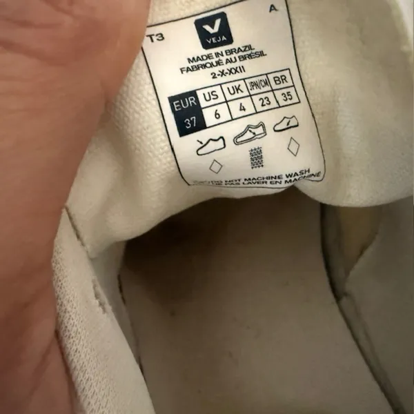Veja V10 CWL White Sun Peach Trainers Vegan Leather Eco Friendly Lace Up Sz 6 - Image 9