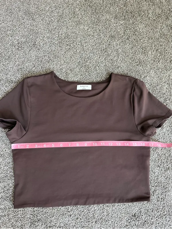 Babaton Sculpt Knit Brown Cropped Short Sleeve Top XL - Image 6